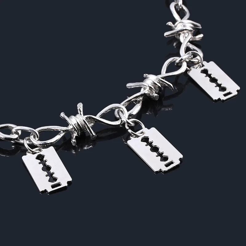 

Razor Blades Thorns Chain Necklace for Women Man Pendant Choker Jewellery Necklaces for Teen Girls