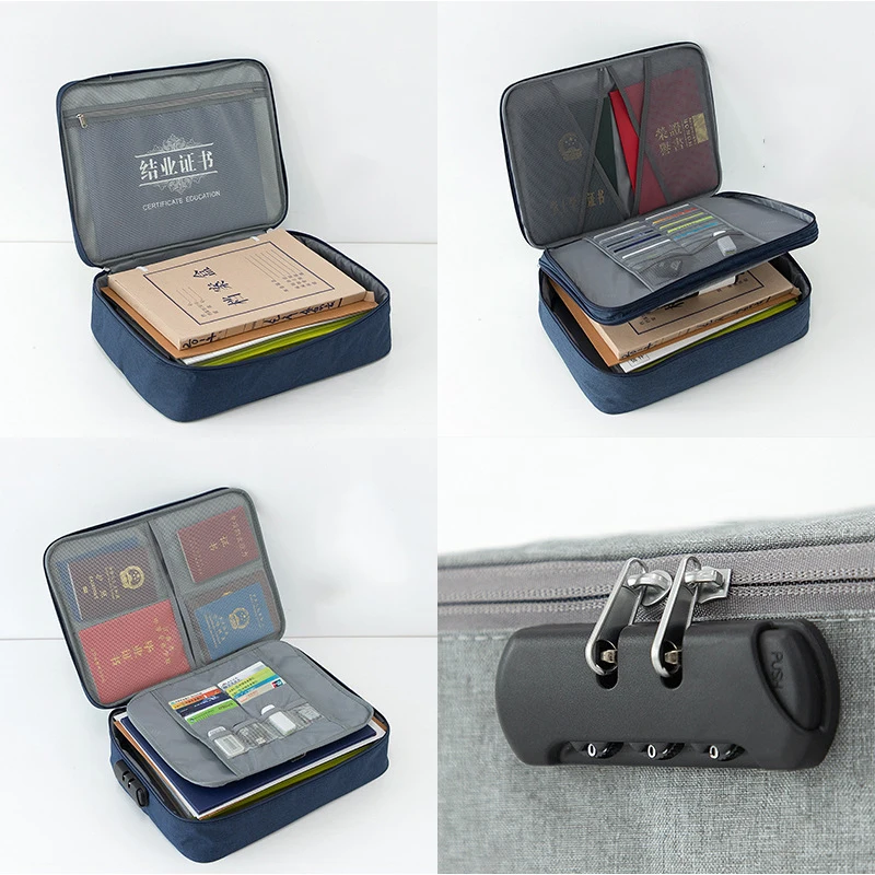 

Travel Locked Documents Organizer Waterproof Digital Bag Package Women Men Briefcase Notebooks Passport Storage Saccessories