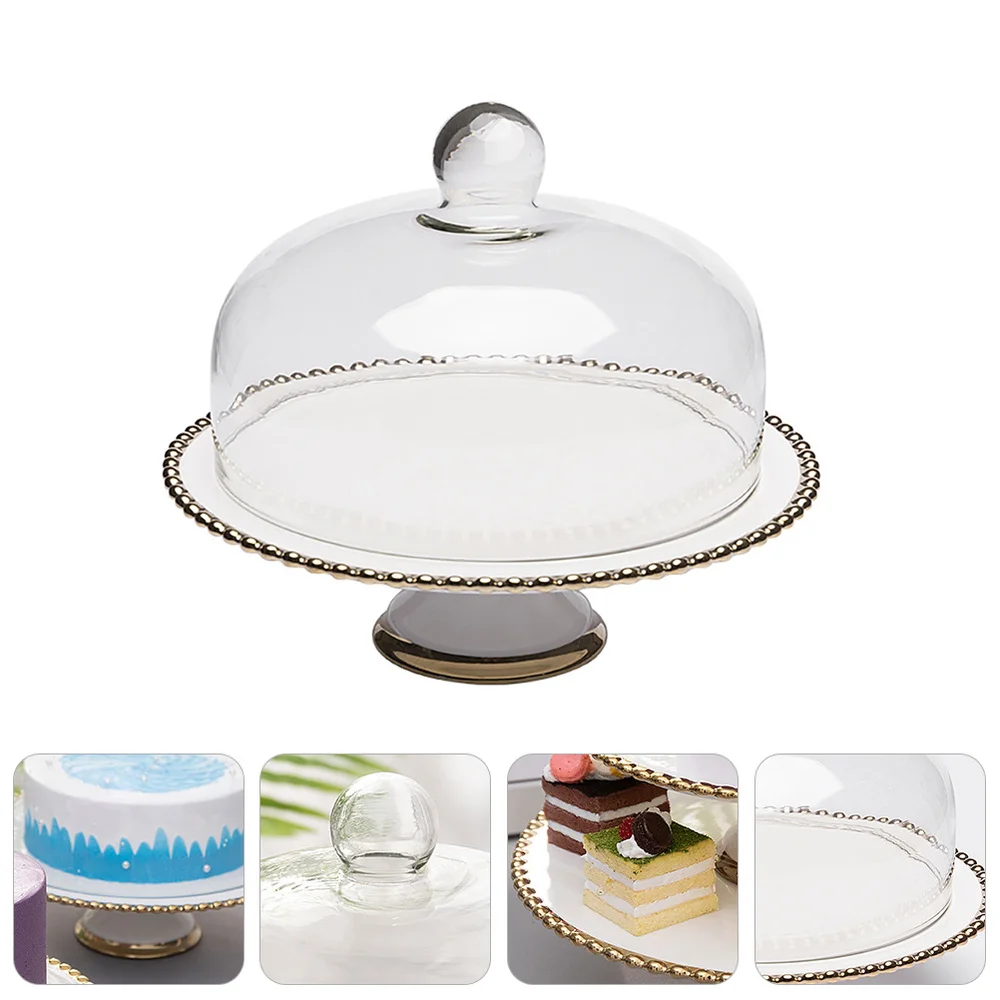 

1 Set Dust-proof Cake Bread Glass Cover Food Cover Practical Snack Dessert Tray