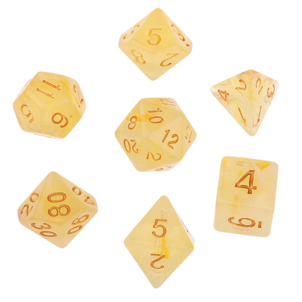 7 шт многогранные кости для подземелий и драконов DND Dados RPG MTG настольная игра D20 D12 D10 D8 D6 D4 набор разноцветных кубиков и кубиков