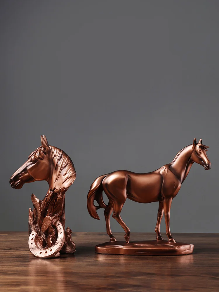 JIEME Modern Chinese Red Copper Horse Living Room Ornaments Home Accessories Wine Cabinet Study Office Resin Crafts Decoration | Дом и сад