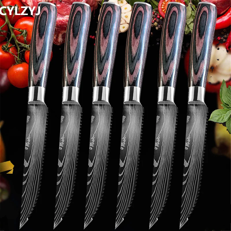 Нож из нержавеющей стали с зубчатыми ножами для стейка набор ножей десертный нож