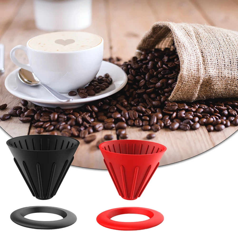 

Silicone Reversible Foldable Coffee Filter Accessories Reusable With Cover Dripper Cup Manual Home Durable Heat Resistant