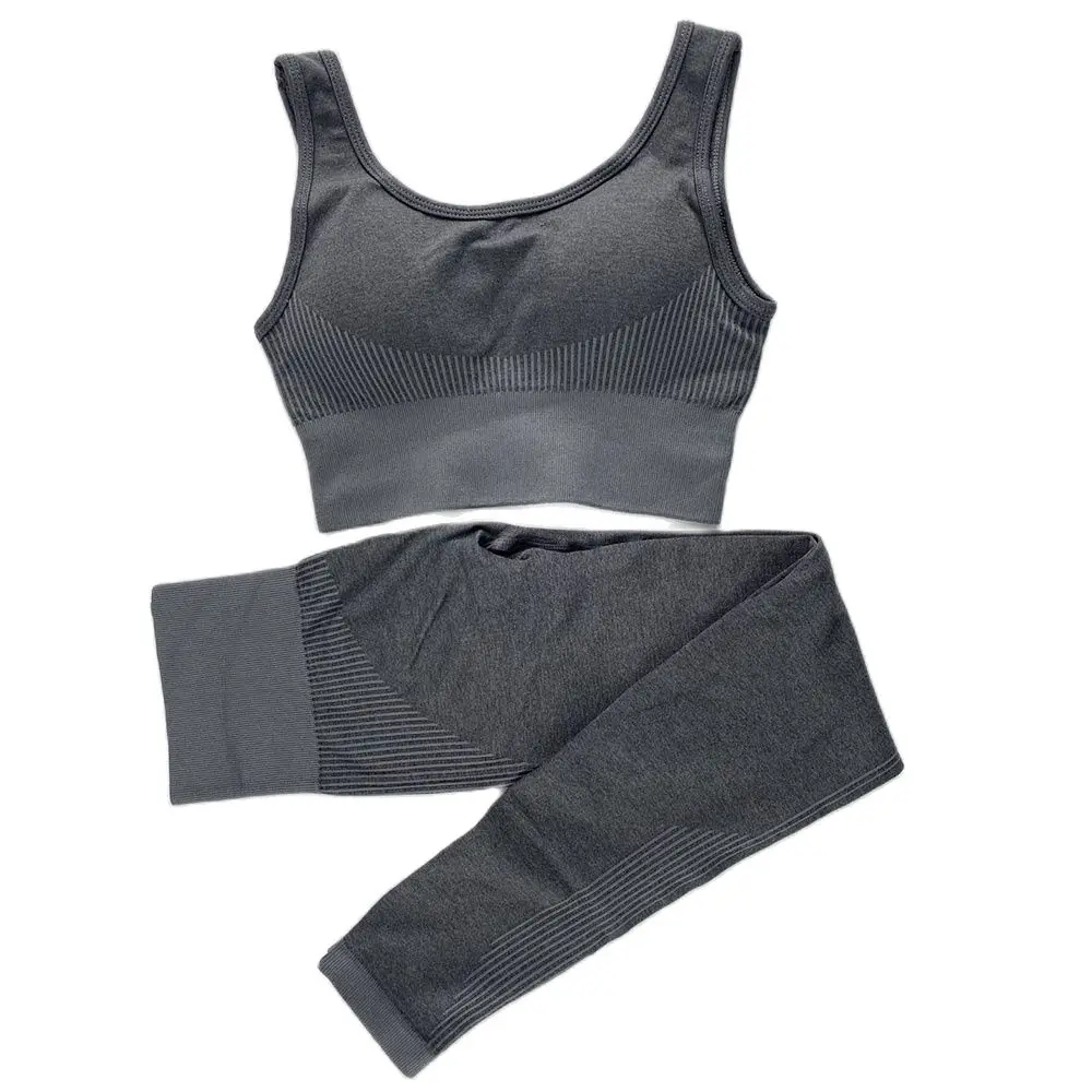 

2PCS Seamless Yoga Set Gym Clothing Athletic Sport Wear High Waist Legging Pants Workout Clothes Fitness Suit Crop Top Yoga Suit