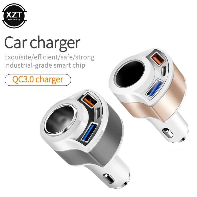 Автомобильное зарядное устройство QC3.0 Быстрая зарядка USB Тип C мобильный телефон 3