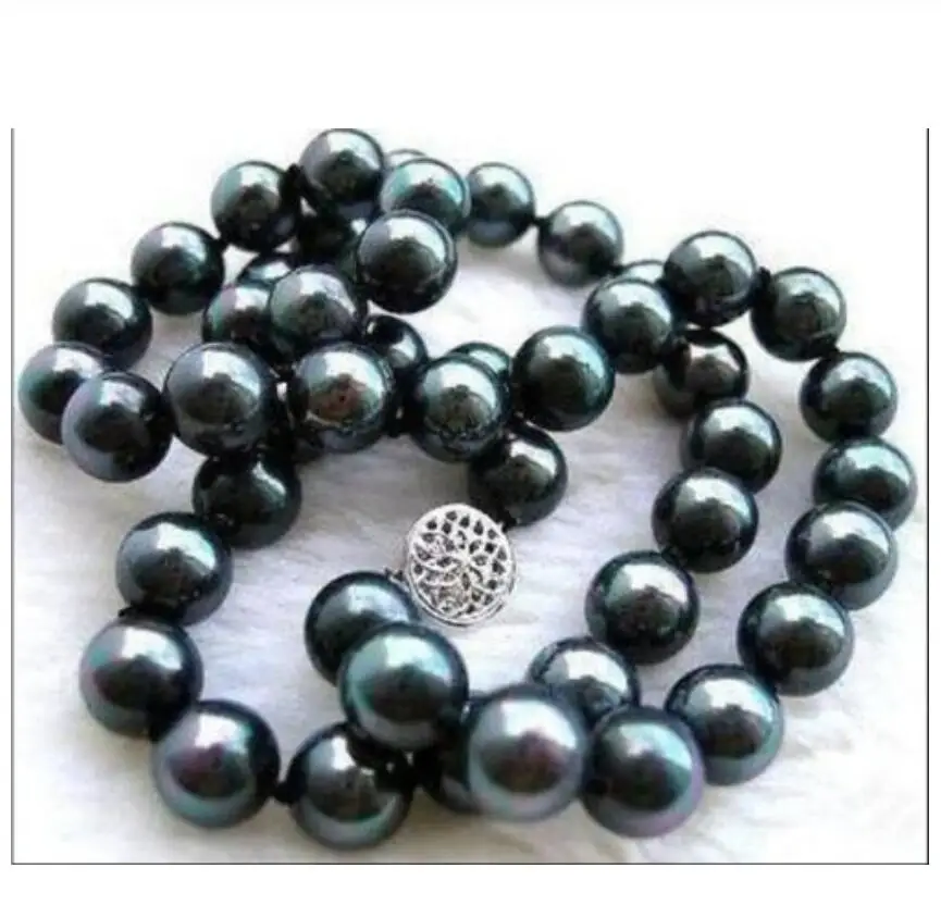 2018 BEW Настоящее натуральное 10 мм черное морское Жемчужное ожерелье 17 дюймов AAA