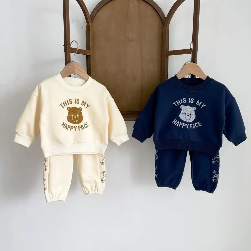 

Newborn Clothing 2021 Boys Casual Sweatshirts Infant Girls Winter Keep Warm Cute Little Bear Jacket Coat+Pants Two-piece Suit