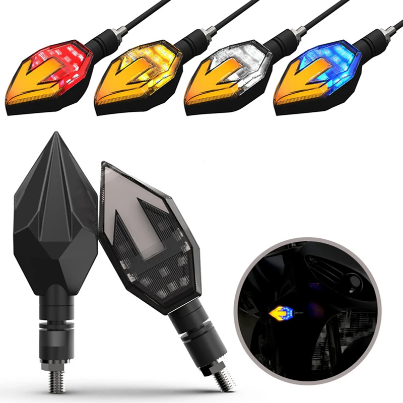 Motorcycle Turn Signal Lamp 12V Led Moto Light Blinker Flowing Water Flashing Lights M10 Screw Motos Universal |