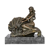 bronze shell young woman statue book end sculpture modern figurine art home study decor