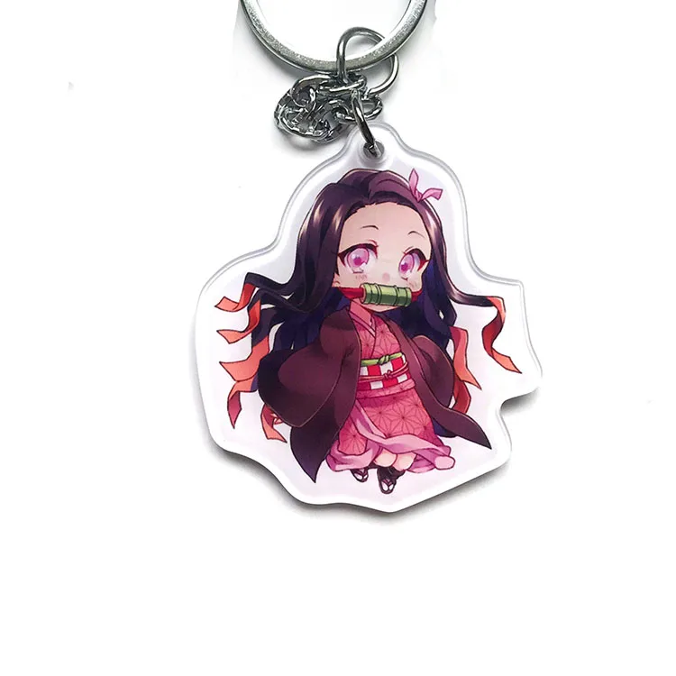 Цвет: желтый Demon Slayer: Kimetsu no Yaiba акриловый брелок для ключей аниме Kamado Tanjirou - Цвет: Цвет: желтый