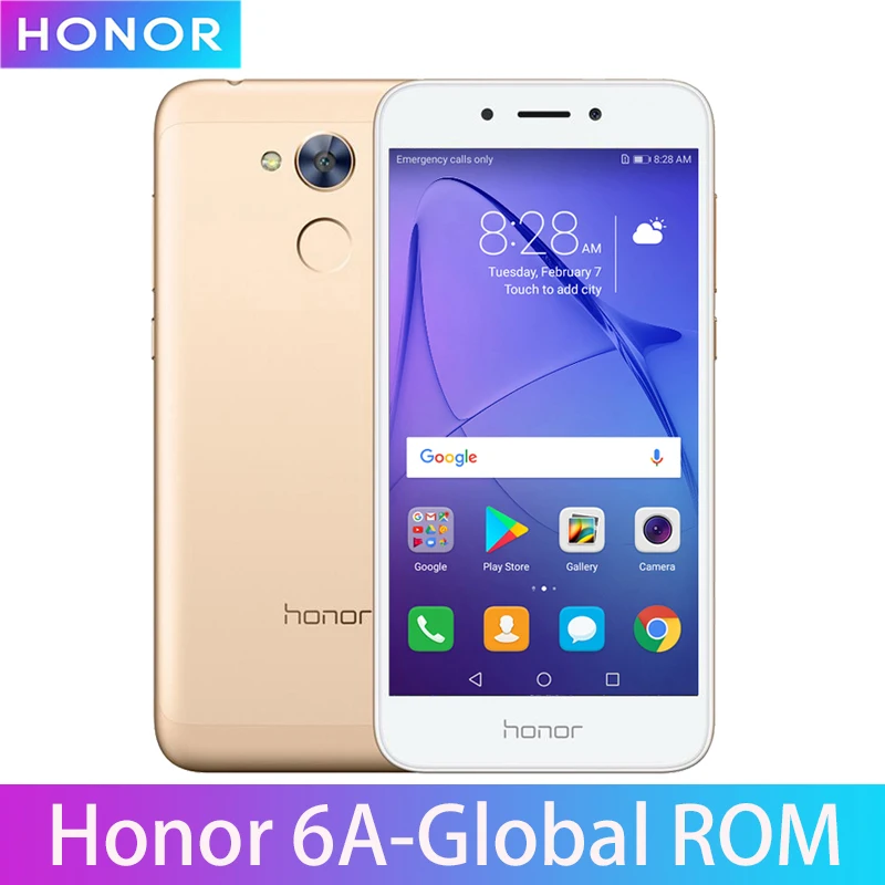 Глобальная прошивка Honor 6A Play, 2 ГБ, 16 ГБ, Восьмиядерный мобильный телефон Snapdragon 430, 5,0 дюймов, две sim-карты, Android 7,0, отпечаток пальца