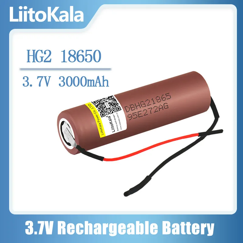 Перезаряжаемая батарея высокой мощности LiitoKala HG2 18650 3000 мАч большой ток разряда 30