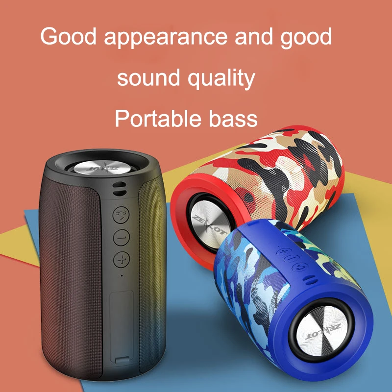 

HIFI subwoofer Bluetooth speaker Portable TWS Handsfree phone call FM Outdoor music speakers Support AUX TF USB cute camouflage