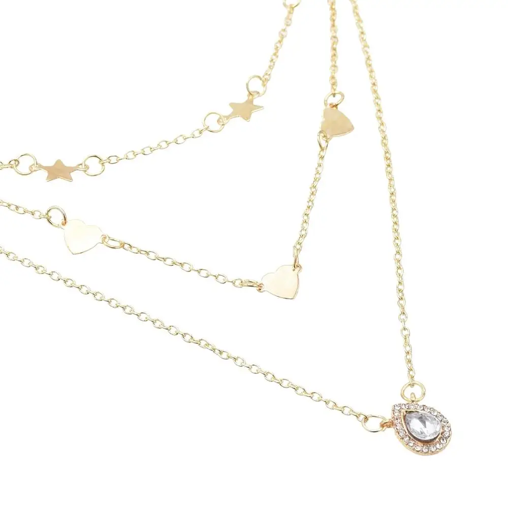 France 2 Style Multi-layer Sea Shell Star Moon Pendant Necklace For Girls Party Summer Women European and American Beach Jewelry | Украшения