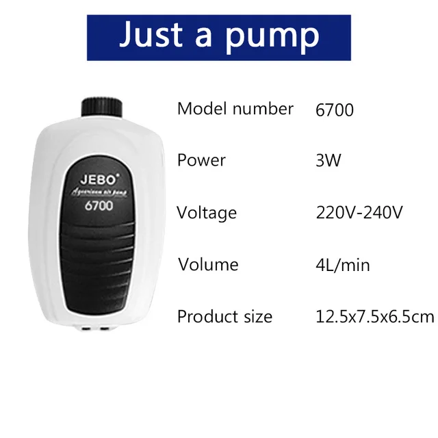6700 single Outlet JEBO низкий децибел аквариумный воздушный насос Регулируемый воздушный объем воздушный компрессор кислородный воздушный насос один и двойной выход 220-240 В - Цвет: 6700 single Outlet