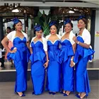 Современное синее свадебное вечернее платье Royer 2021 с оборками, сатиновое черное платье русалки для женщин, длинное платье подружки невесты