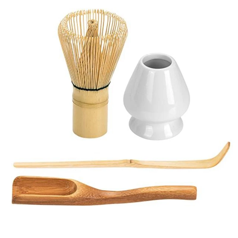 

Japanese Matcha Tea Set - Matcha Whisk, Traditional Bamboo Scoop (Chashaku) and Tea Spoon, Ceramic Whisk Holder