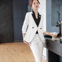 2021 autumn purple white womens pants suit 2 pieces set formal elegant ladies blazer famale jacket business work trousers suits