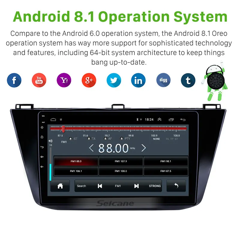 Seicane стерео 9 &quotHD 2Din gps Android 8 1 радио для Фольксваген Tiguan 2016 2017 2018 головное