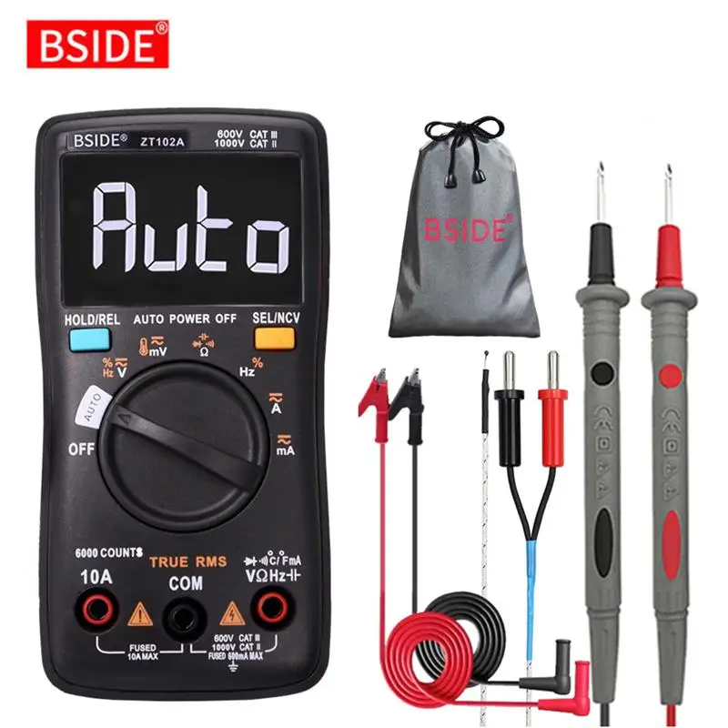 

BSIDE ZT102A EBTN LCD Digital Multimeter TRMS AC/DC Voltage Current Temp Ohm Frequency Diode Resistance Capacitance Tester
