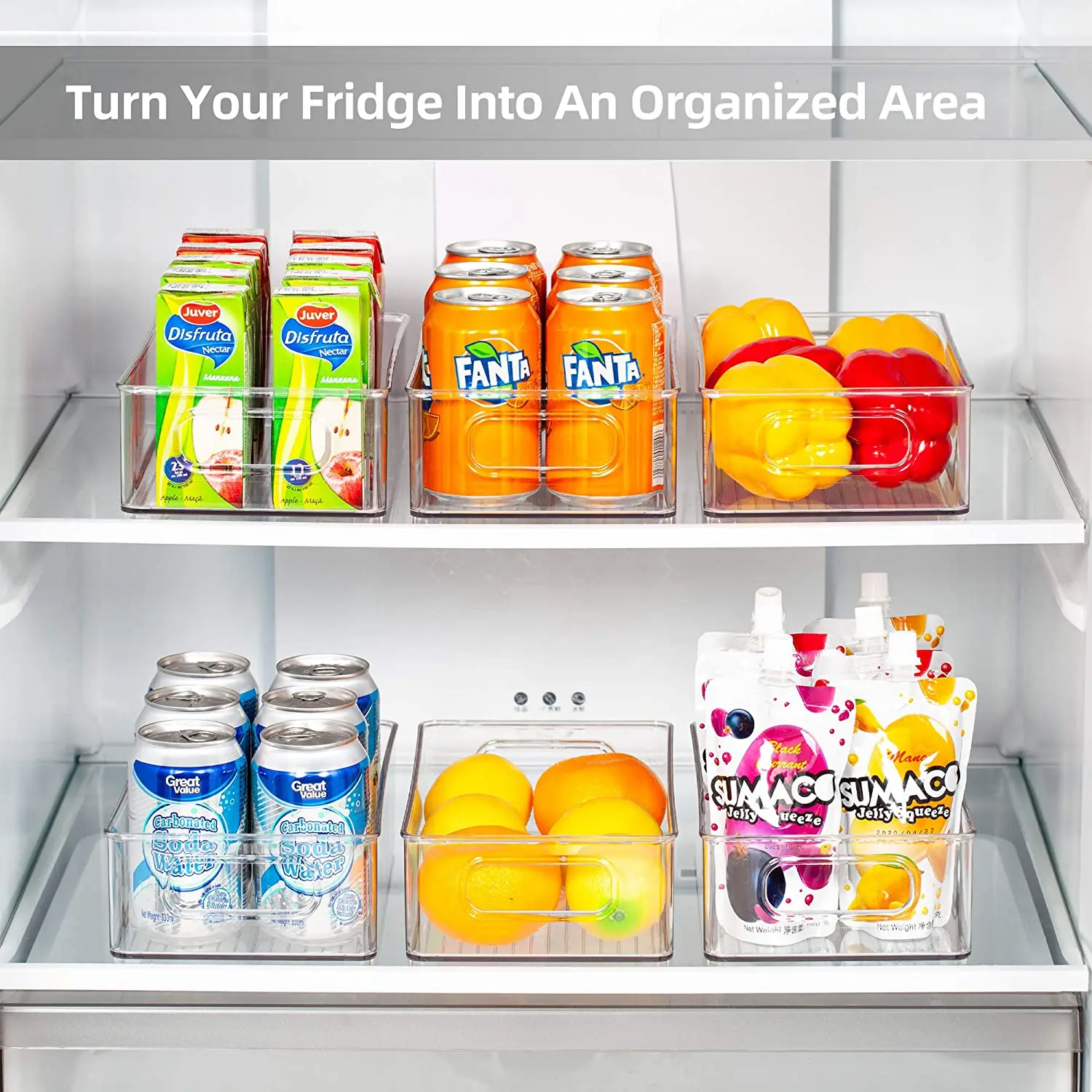 Refrigerator Organizer Bins 6pcs Stackable Clear Plastic Organizers Handles Fridge Pantry Kitchen Cabinet Food Storage Container | Дом и сад
