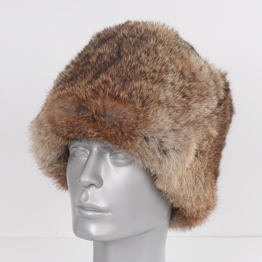 Шапка бомбер зимняя уличная мужская шапка из натурального кроличьего меха