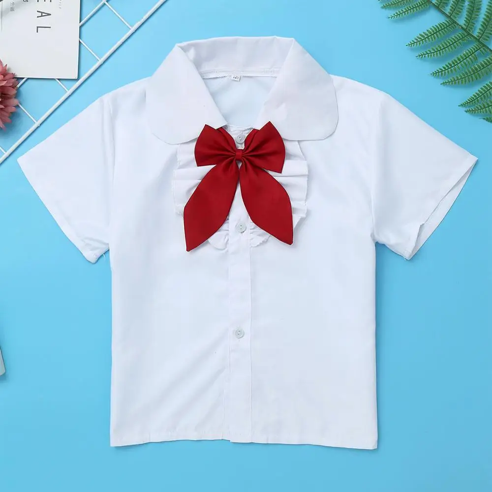 Детская школьная форма для девочек рубашка с короткими рукавами топы на