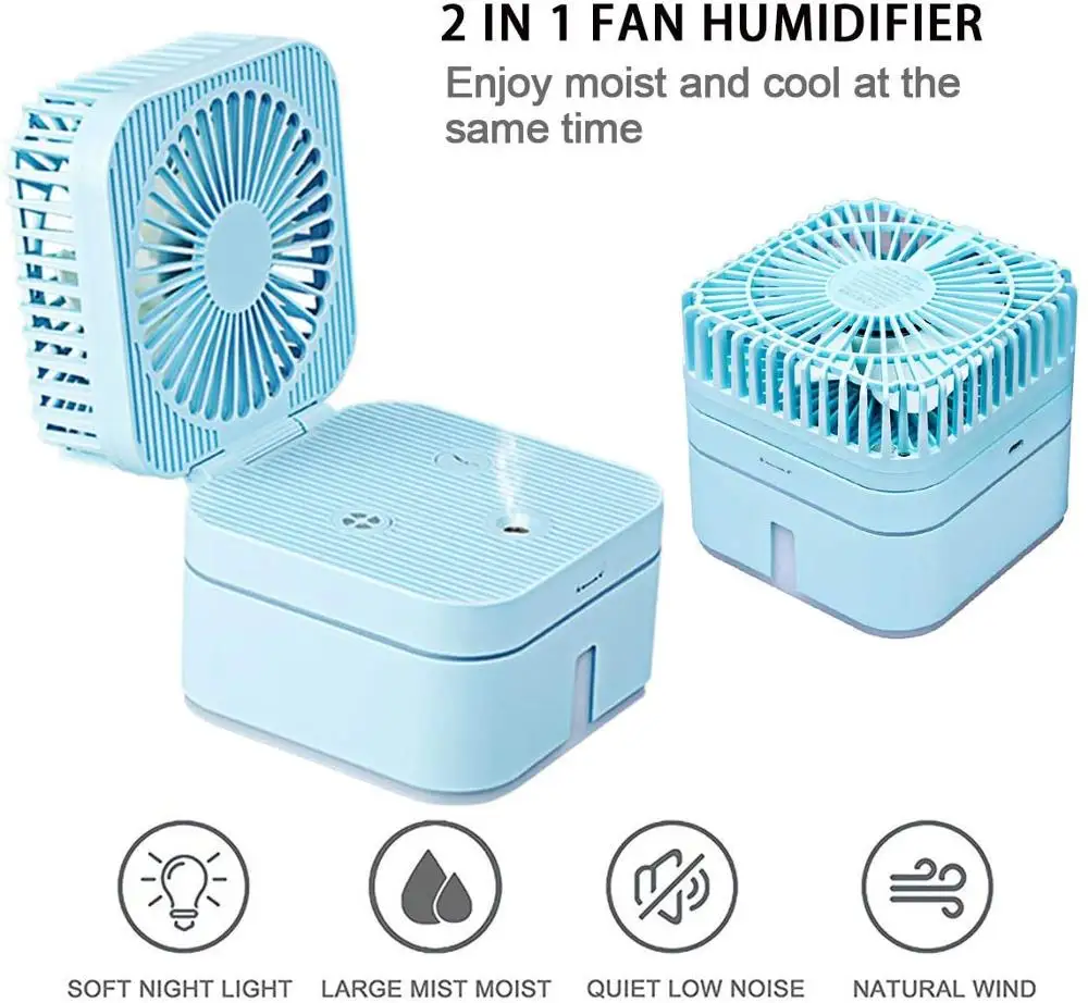 Увлажнитель воздуха с небольшим вентилятором бесшумный портативный офисный