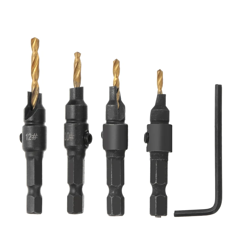 4 шт./компл. Деревообработка винты с потайной головкой дрель 1/4 Шестигранная ручка