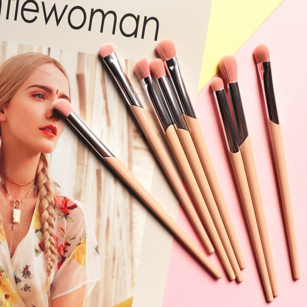 Набор кистей для растушевки теней розового цвета 8 шт.|Аппликатор век| |