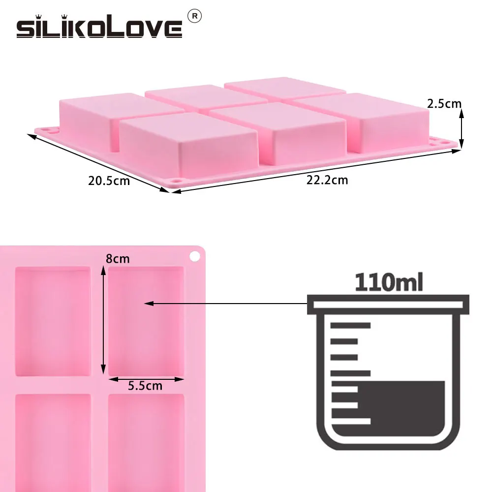 SJ 6 ячеек прямоугольная толстая силиконовая форма для мыла рукоделия сделай сам