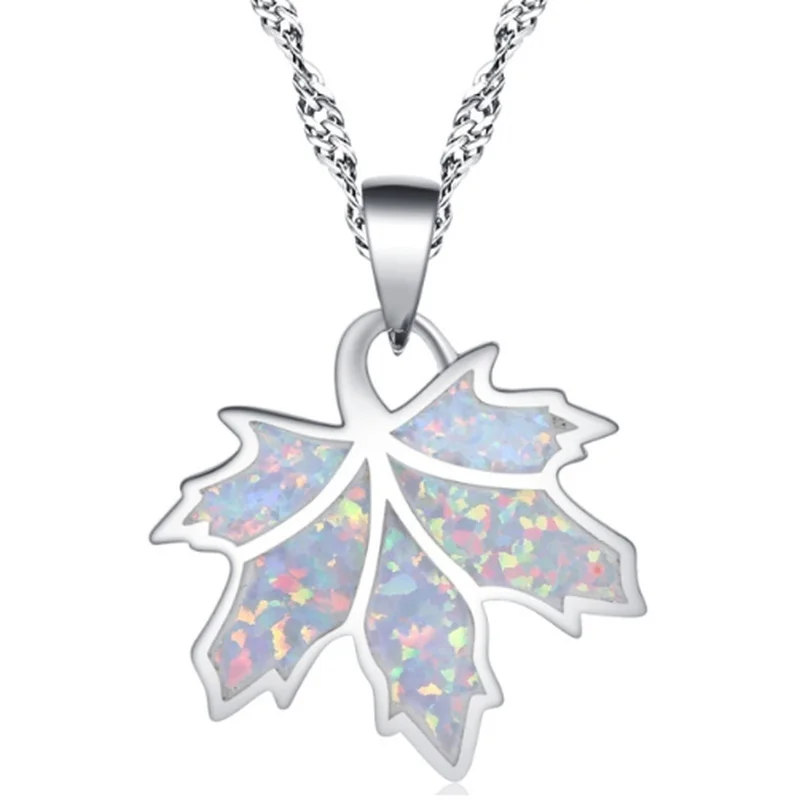 

Exquisite light luxury women's blue and white opal maple leaf couple Valentine's day gift fashion ring jewelry wholesale