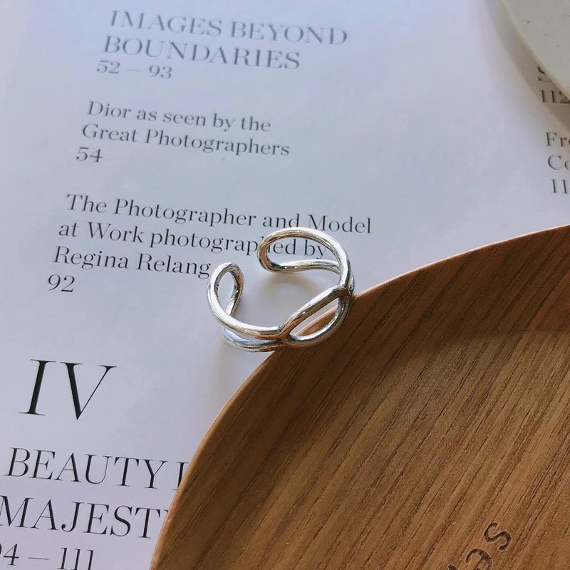 

SUPERAINBOW 925 Sterling Silver Elliptical Opening Thai Silver Rings for Women Geometric Jewelry Wholesale SR-R33