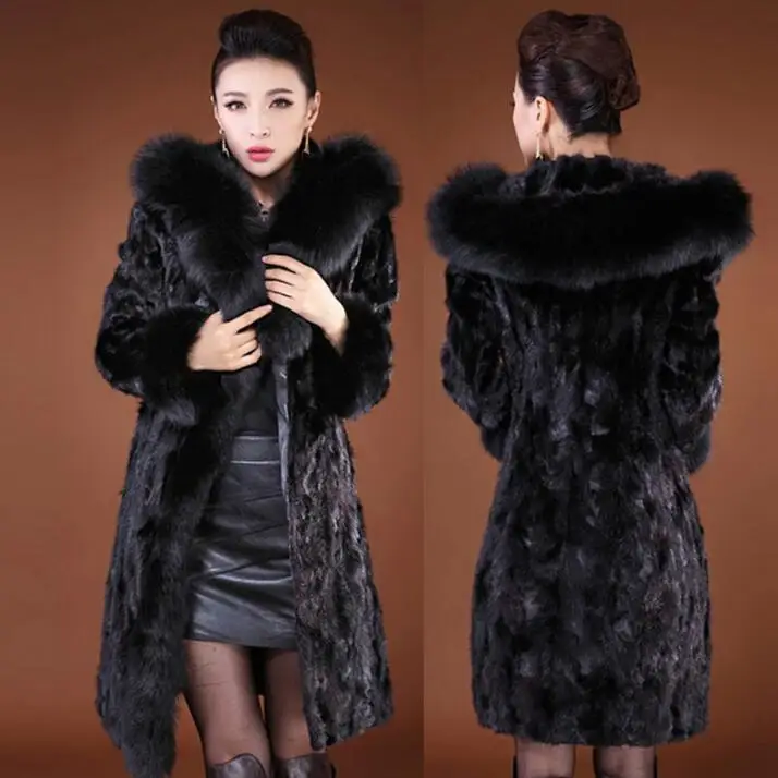 Autumn faux fur leather jacket womens warm fur leather coat women loose jackets winter thicken fashion hooded big fur collar