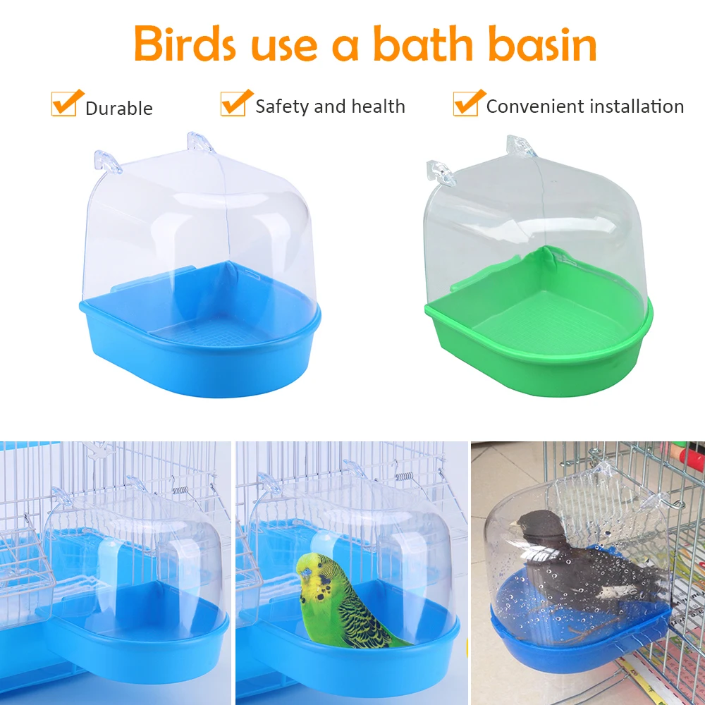 

1Pcs Plastic Bird Water Bath Box Bathtub For Parrot Parakeet Lovebird Bird Pet Cage Hanging Bowl Parakeet Birdbath