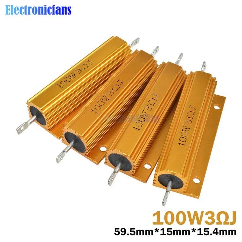 100W Алюминий Мощность металлический корпус чехол с проволочной обмоткой резистор ± 5% 0.1R 0.5R 1R 2R 6R 8R 10R 20R 100R 1K ohm алюминиевый корпус резистора