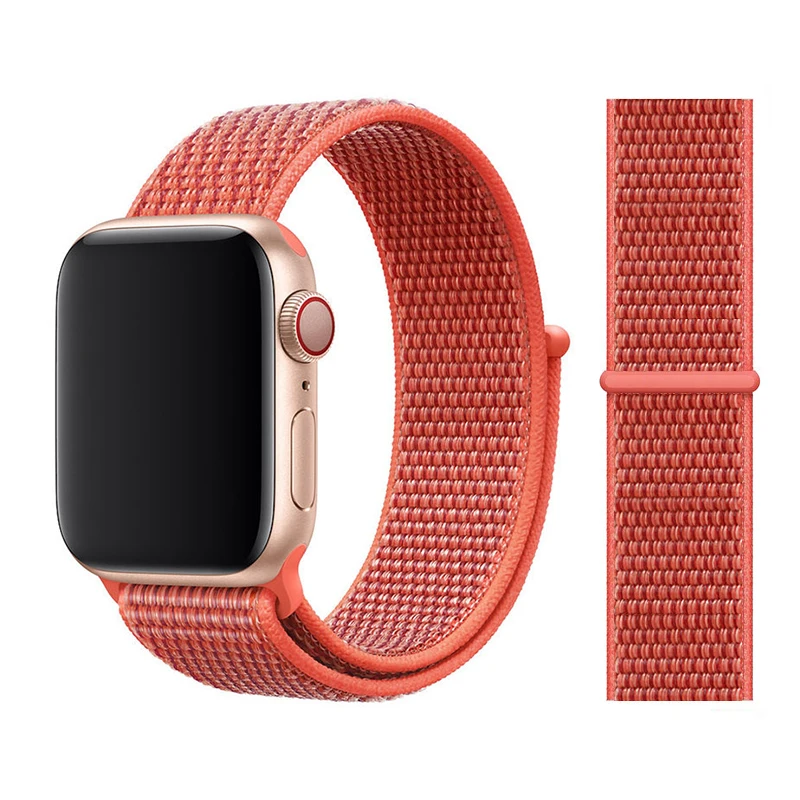 Нейлоновый ремешок для apple watch группа 4/5 44 мм/40 мм, correa apple watch 3 42 мм/38 мм iwatch серии 5/4/3/2 разноцветный коннектор ремешок для часов - Цвет ремешка: Nectarine