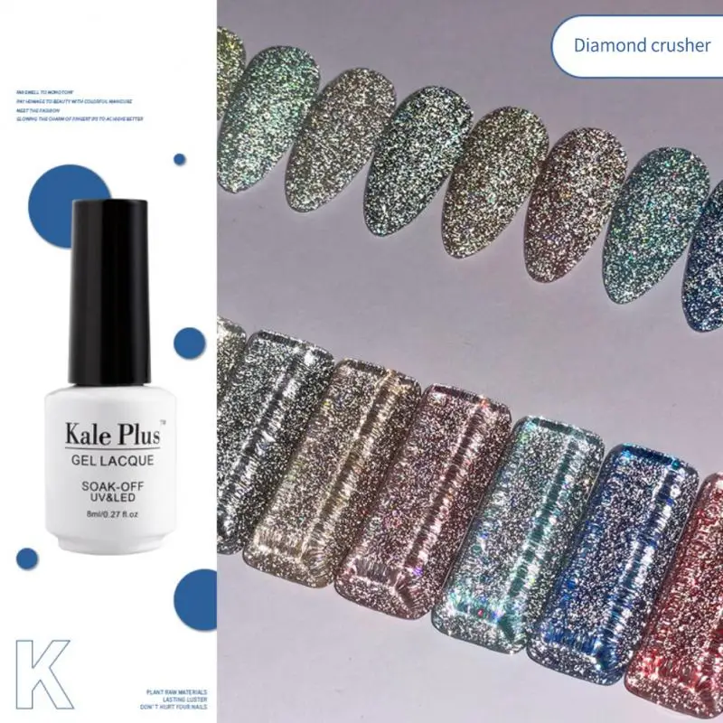 

8ml Spar Cat Eye Gel Glitter Bright Silver UV Gel Soak Off Shining Chameleon Lacquers Polish Magnetic Nail Art Varnishes TSLM1