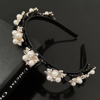 bezel with clips new womens vintage flower pearl double bangs sports hairpins girl head hoop headband fashion hair accessories