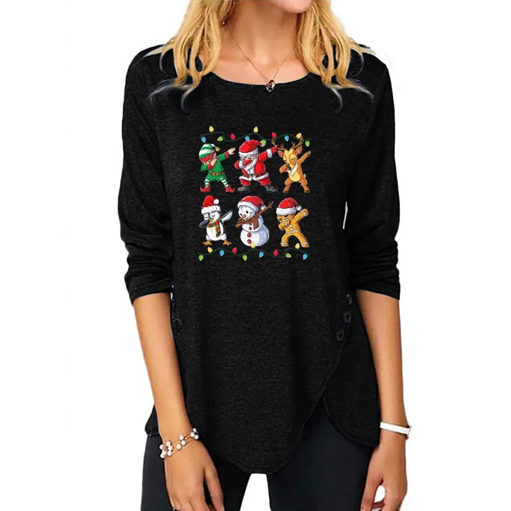 

# W 5XL большой Размеры Рождественская стильная футболка с изображением персонажей видеоигр принт Женская футболка рубашка с длинными рукава...