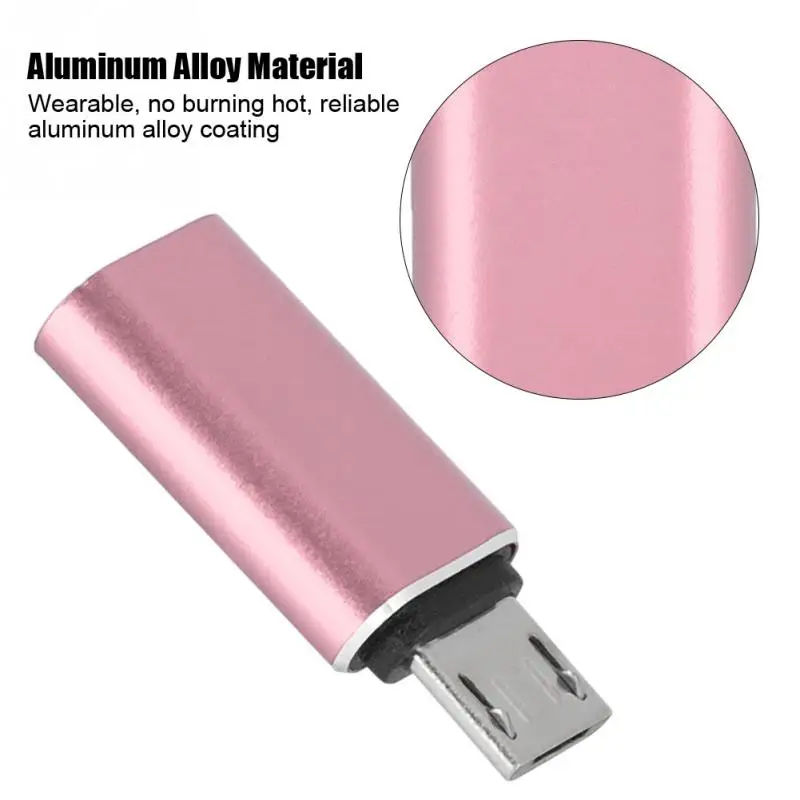 NEW 2 PCS USB3.0 Type-C Female to Micro usb Male Mobile Phone Adapter for Android Type-C to USB3.0 Phone Charging Converter - Color: rose golden