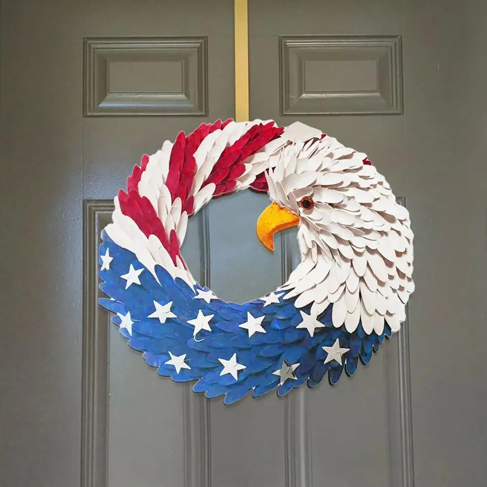 

10/15inch American Eagle Wreath Patriotic Front Choice Wreath Eagle National Flag Design Artificial Garland Wreath Hanging Decor