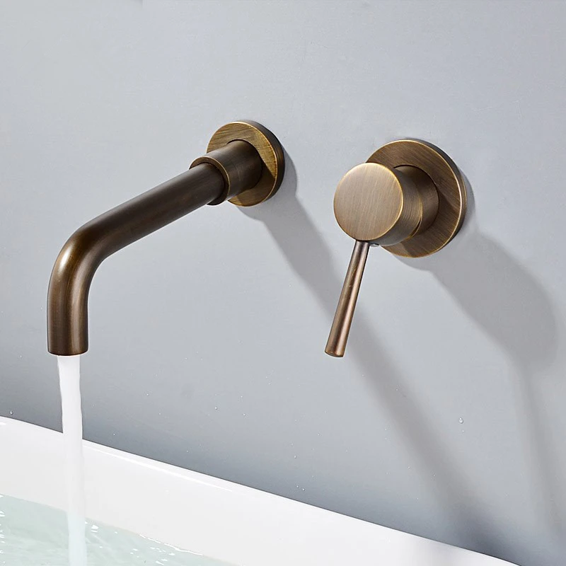 

Bathroom Faucet Brass Hot & Cold Wall Mounted Sink Mixer Tap Single Handle Bathtub Faucet