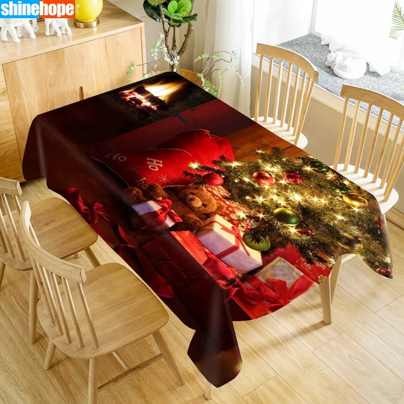 Рождественская Скатерть Оксфорд с принтом водонепроницаемая маслостойкая