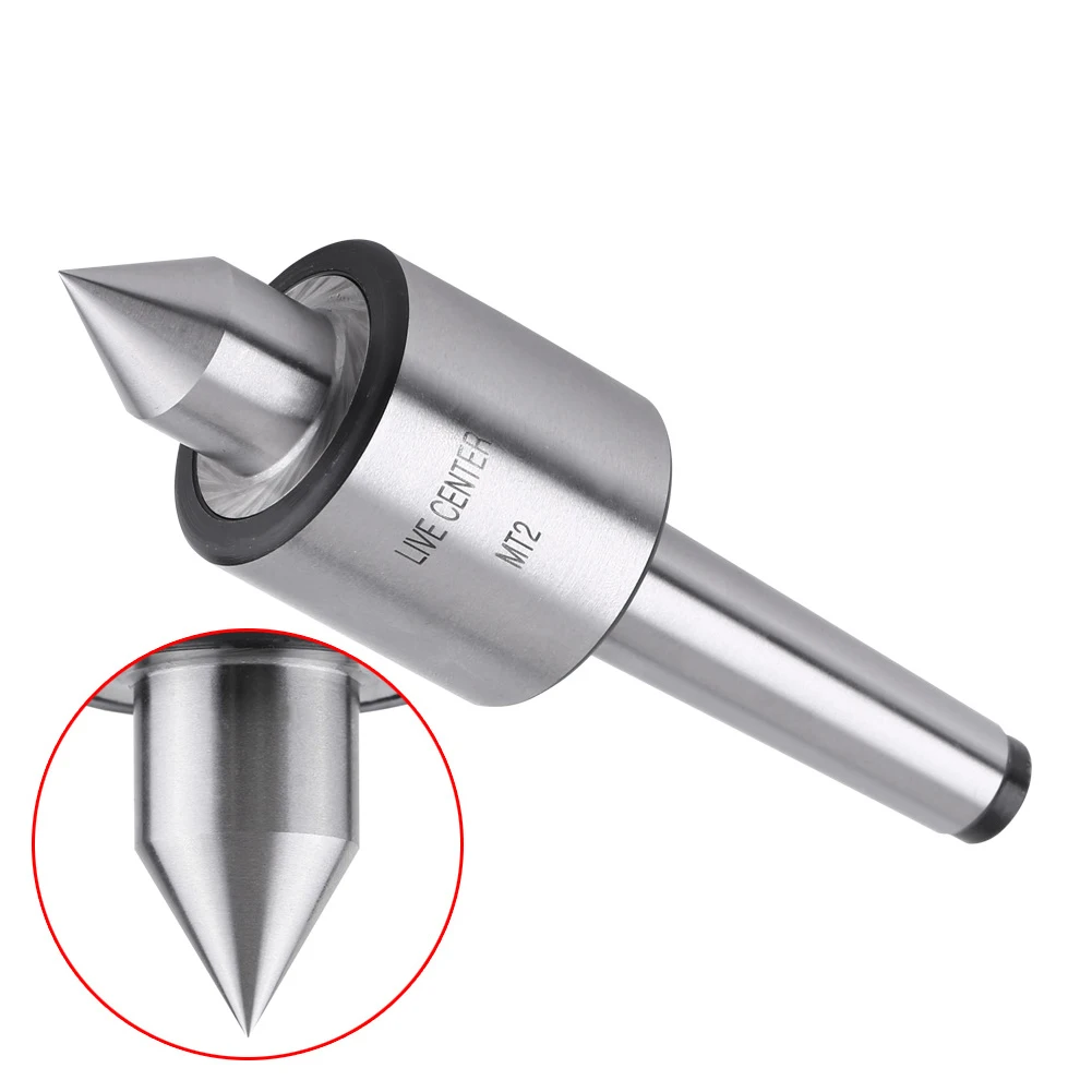 

Alloy Steel Silver MT2 0.000197" Lathe Live Center Taper Tool Live Revolving Accessories High Accuracy Triple Ball Bearing