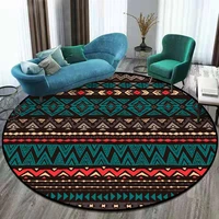 red brown blue multicolor abstract geometry national wind living room bedroom non slip round cushion carpetcustom size
