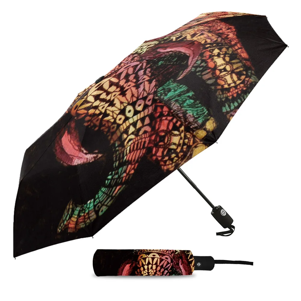 Африканский индийский слон восемь костей Автоматический Складной Зонтик