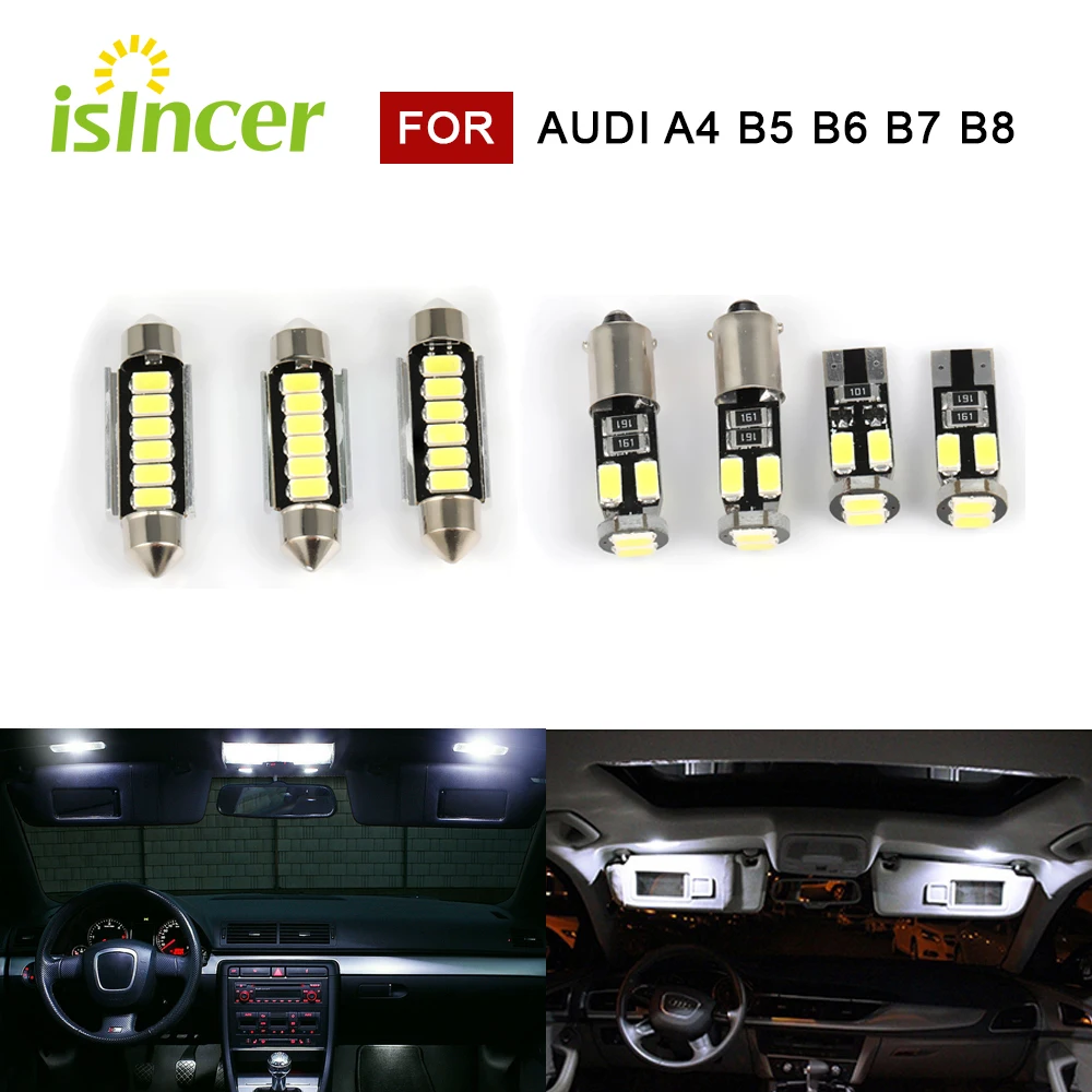 Bombilla LED Canbus blanca perfecta, Kit de luces interiores de techo para Audi A4, S4, RS4, B5, B6, B7, B8, lámpara de repuesto 1995-2015