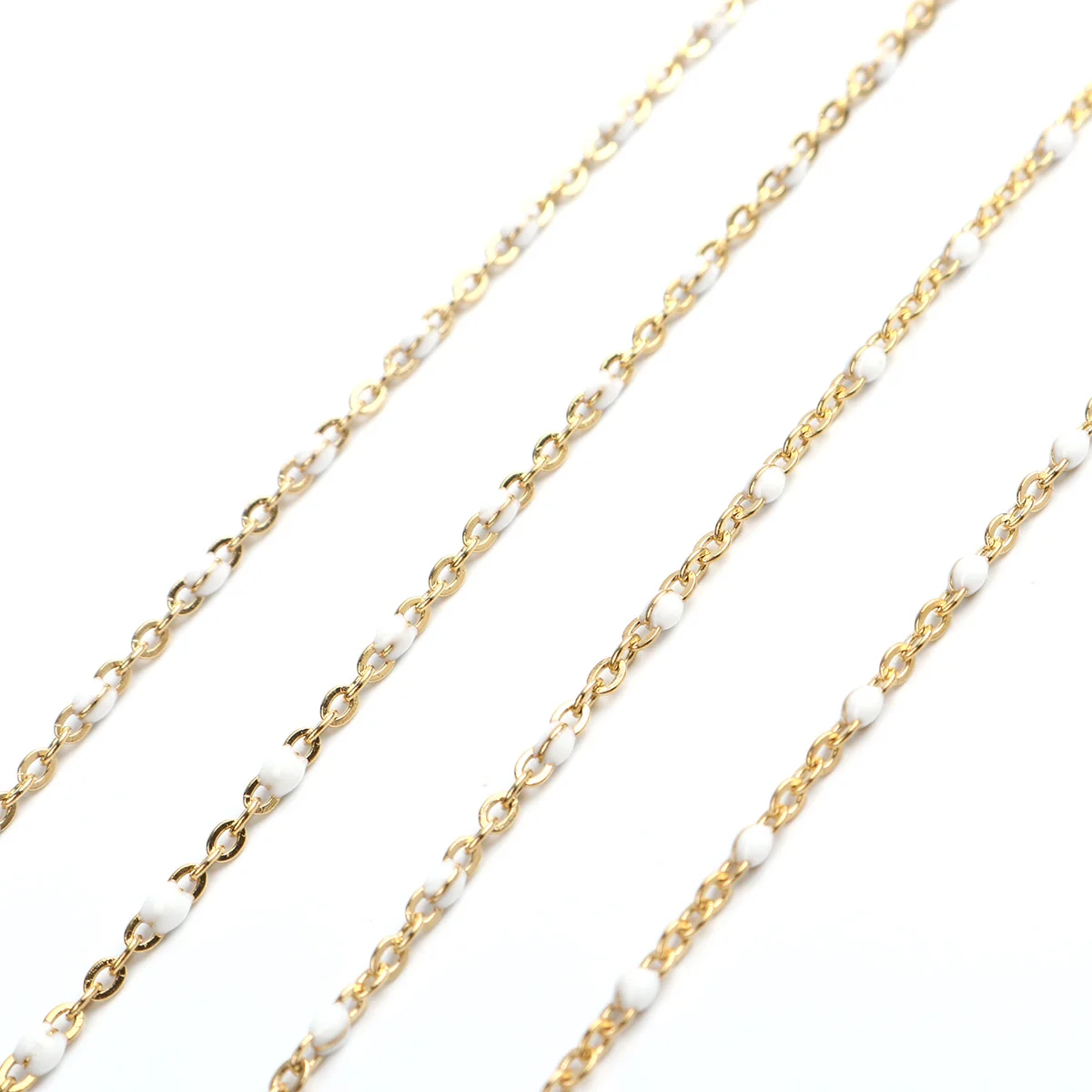 

New Fashion Ladies Stainless Steel Necklace Link Cable Chain Enamel Beads Boho Jewelry Collar Chain Necklace Party Jewelry Gifts