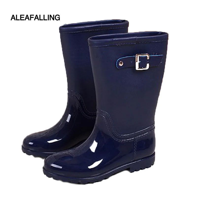 Сапоги Aleafalling женские резиновые водонепроницаемые однотонные на плоской подошве
